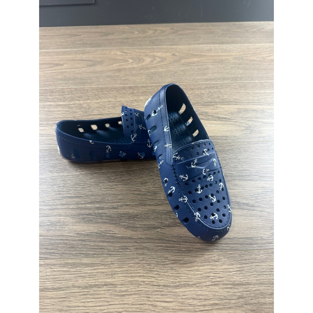 Floafers Kids Country Club Driver Navy Anchor Print EVA Water Shoes Loafers Sz 3